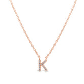 0.05ct 14k Rose Gold Diamond Necklace - Initial K